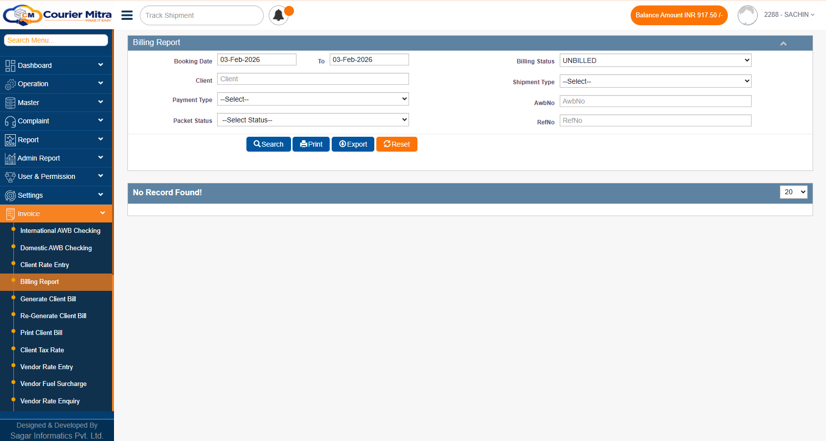 Automated Billing & Finance Panel