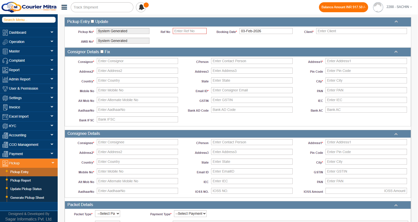 Pickup & Last-Mile Operations Panel