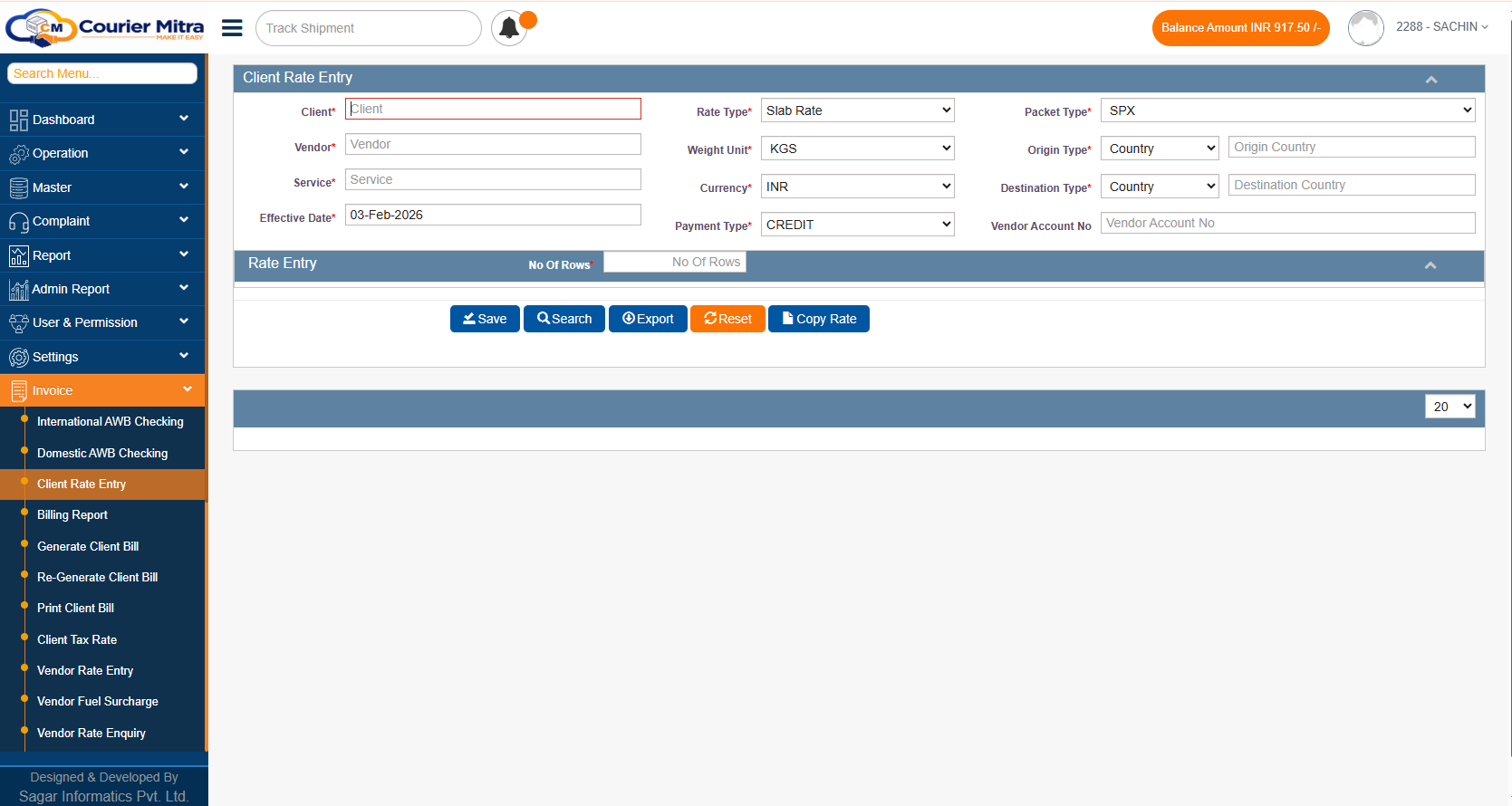 Multi-Carrier Rate & Carrier Management Panel