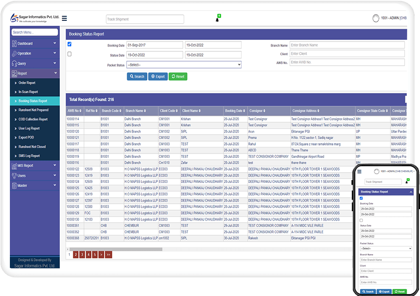 Booking Status Report